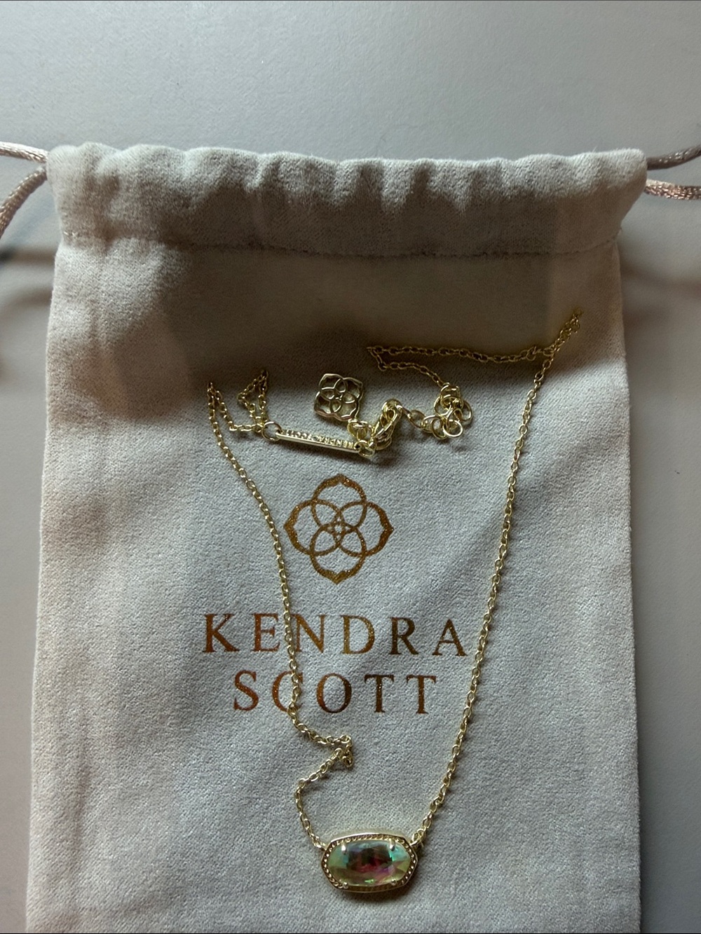 Kendra Scott Gold-Tone Necklace with Iridescent Multicolor Pendant